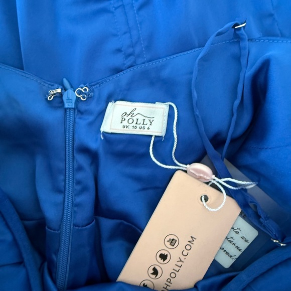 Oh Polly Cobalt Blue Satin Mini Dress- size 6 - Picture 7 of 7